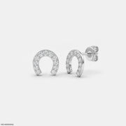 Dazzling Horseshoe Kids Diamond Earrings Platinum 950