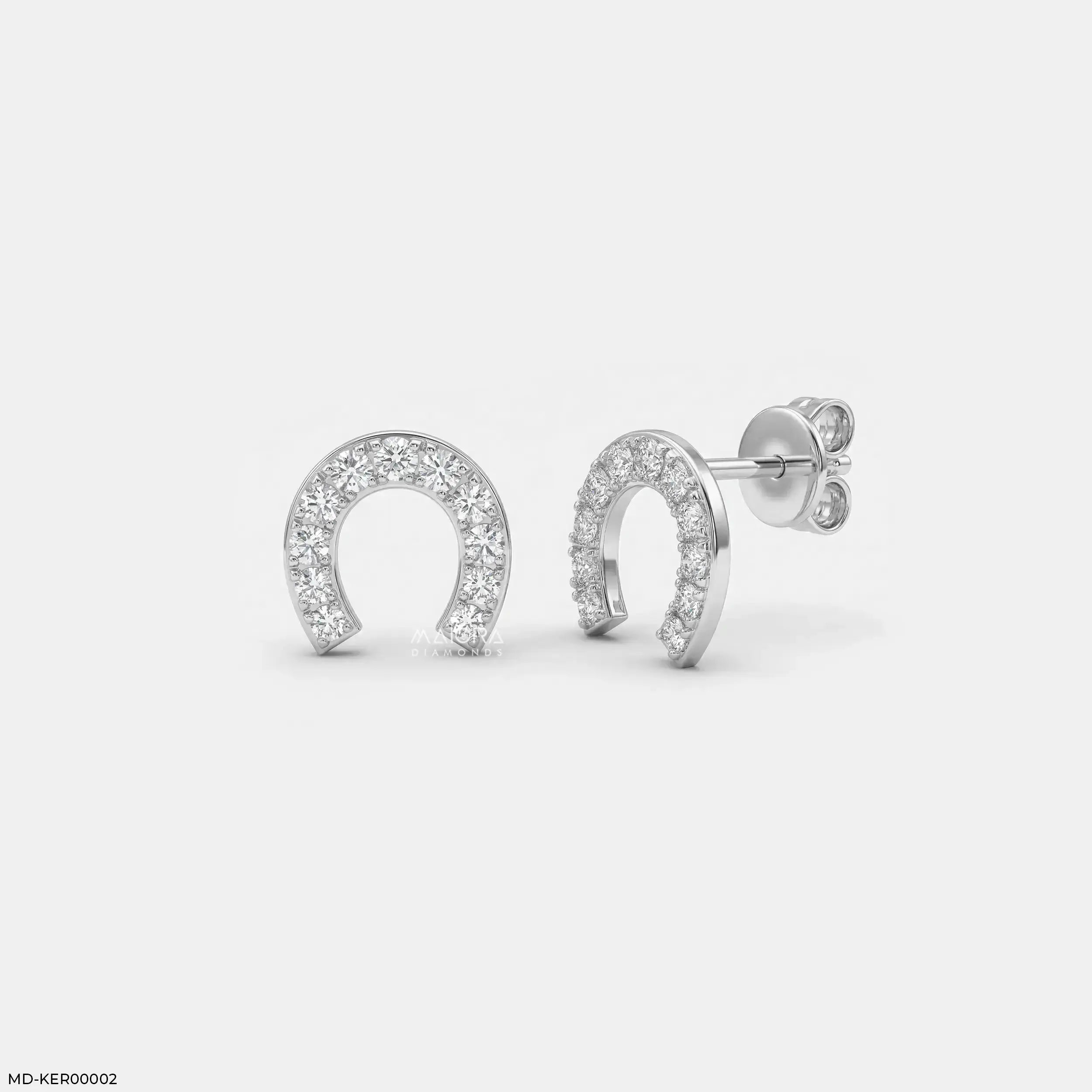 Dazzling Horseshoe Kids Diamond Earrings Platinum 950