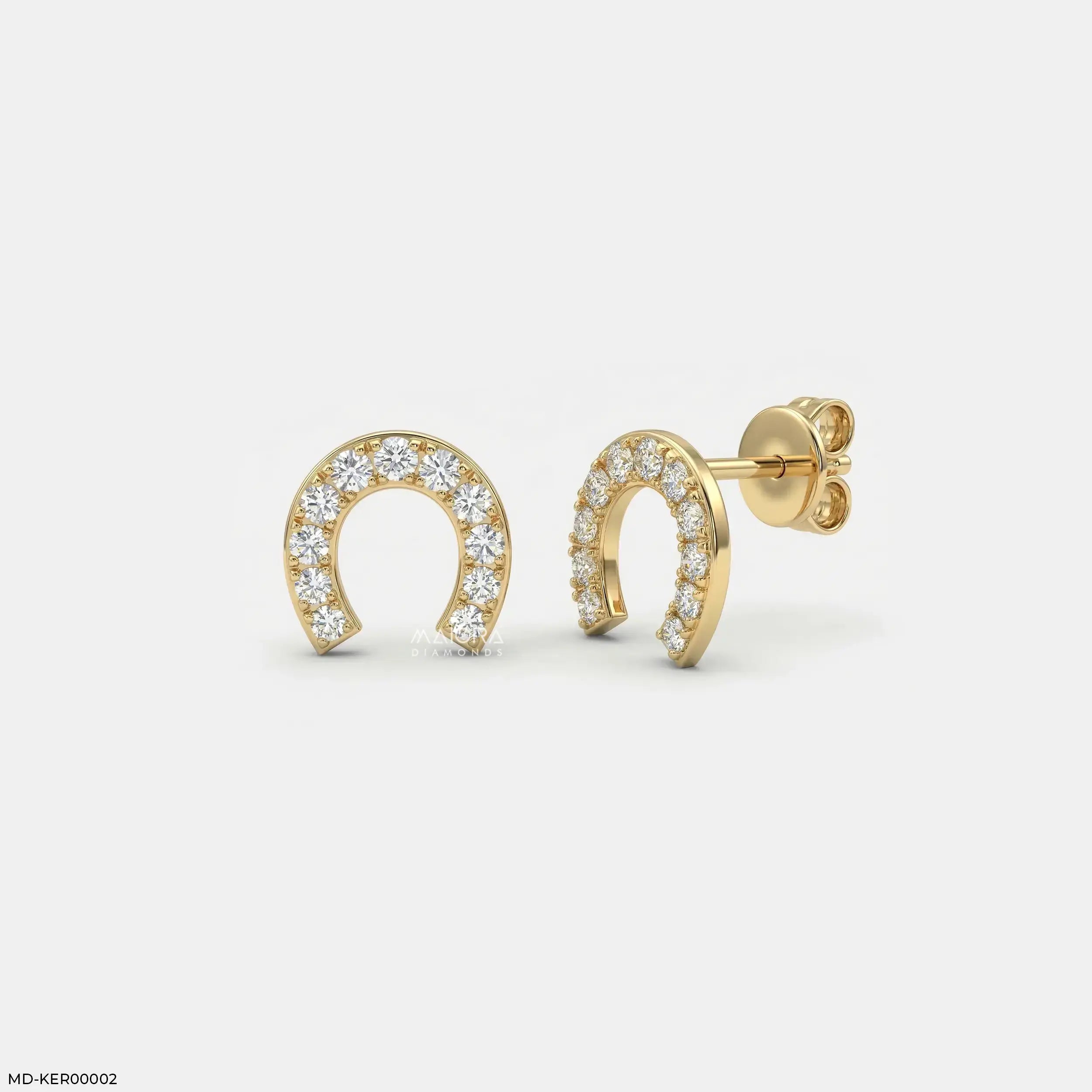 Dazzling Horseshoe Kids Diamond Earrings 9K Yellow Gold