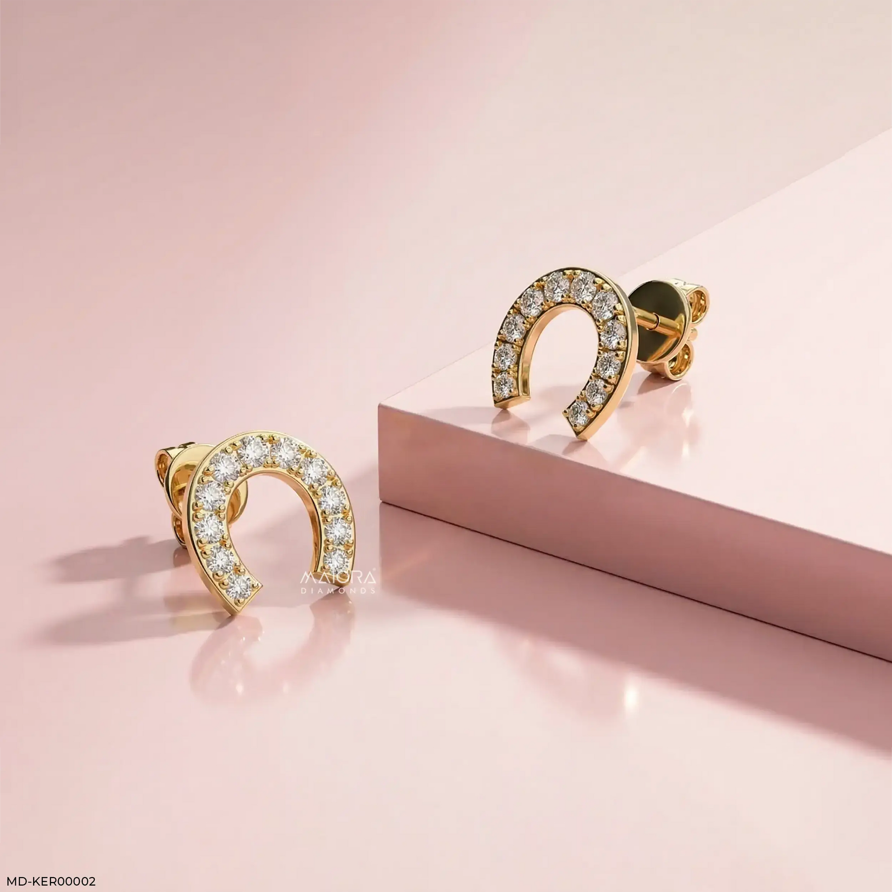 Dazzling Horseshoe Kids Diamond Earrings 9K Rose Gold