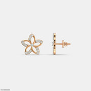Little Floral Kids Diamond Earrings 14K Rose Gold