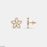 Little Floral Kids Diamond Earrings 14K White Gold