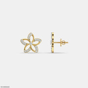 Little Floral Kids Diamond Earrings 9K Yellow Gold