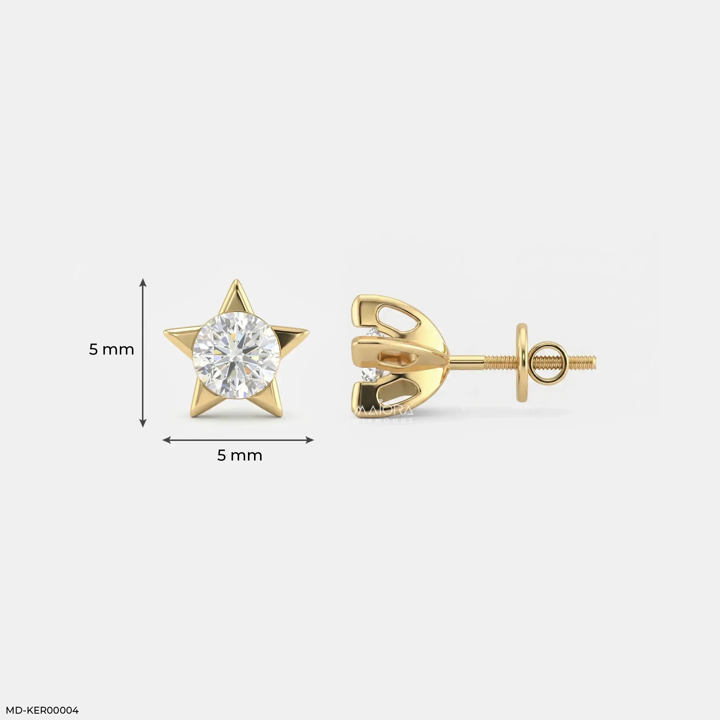 Sparkling Star Kids Diamond Earrings 14K Rose Gold