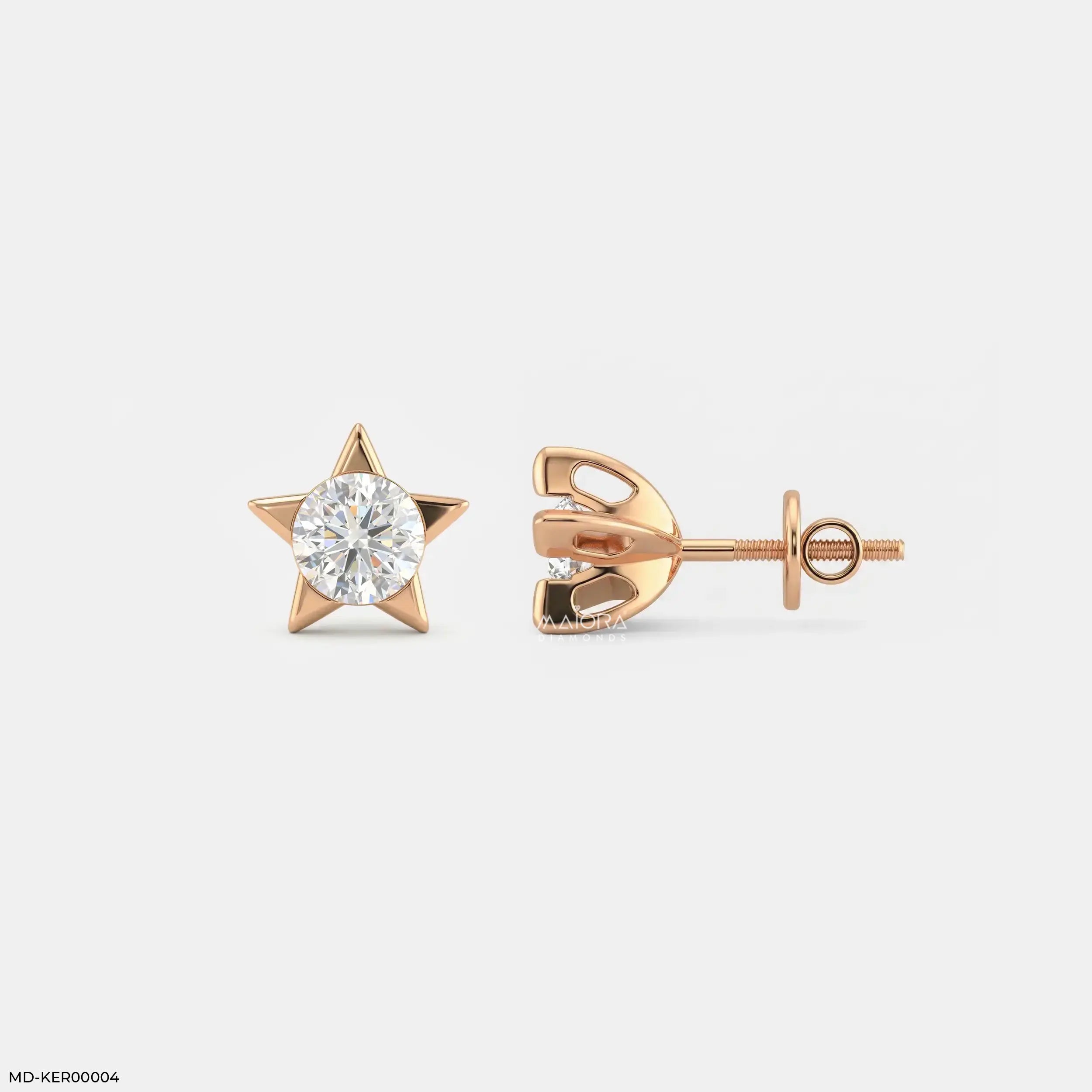 Sparkling Star Kids Diamond Earrings 14K Rose Gold
