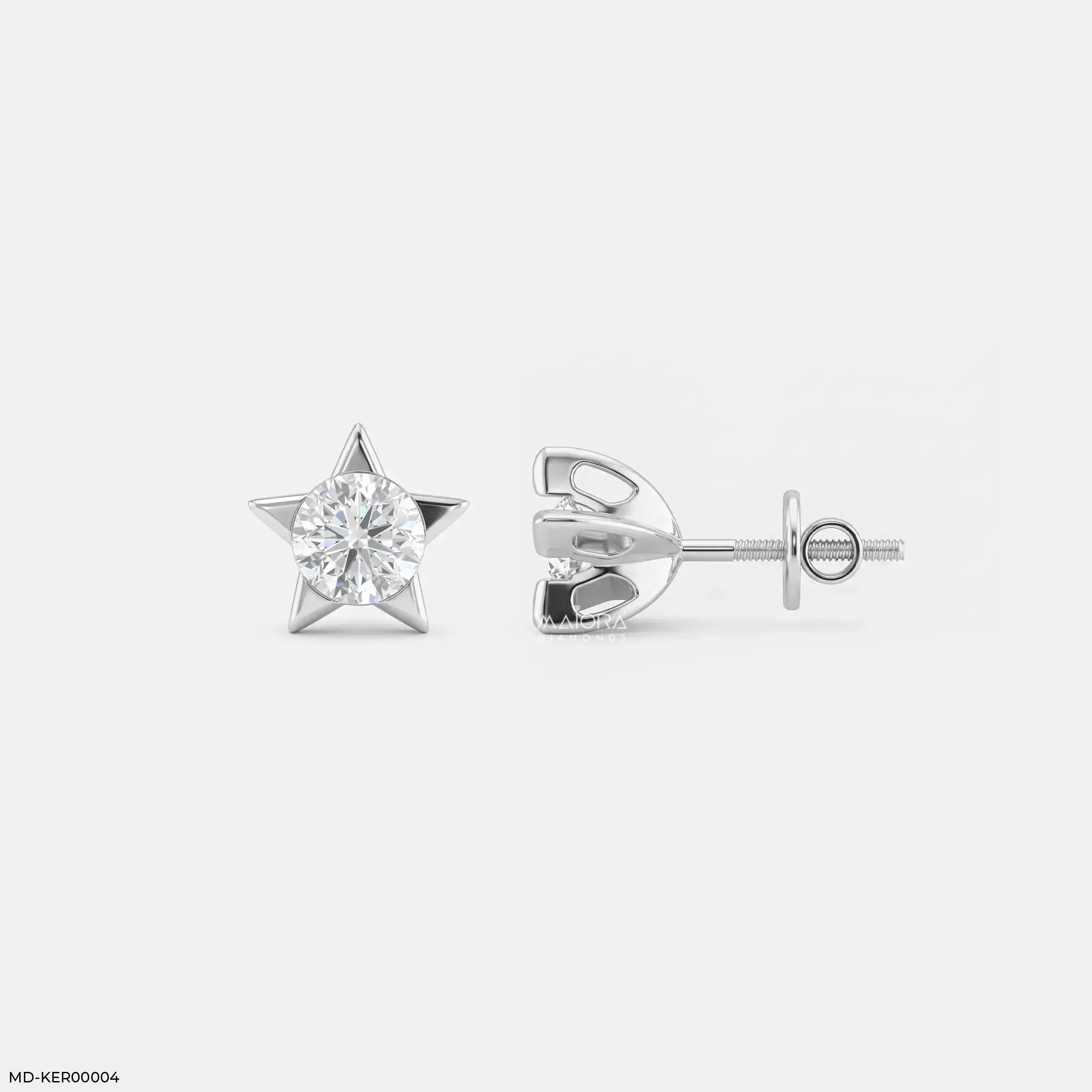 Sparkling Star Kids Diamond Earrings 14K Rose Gold