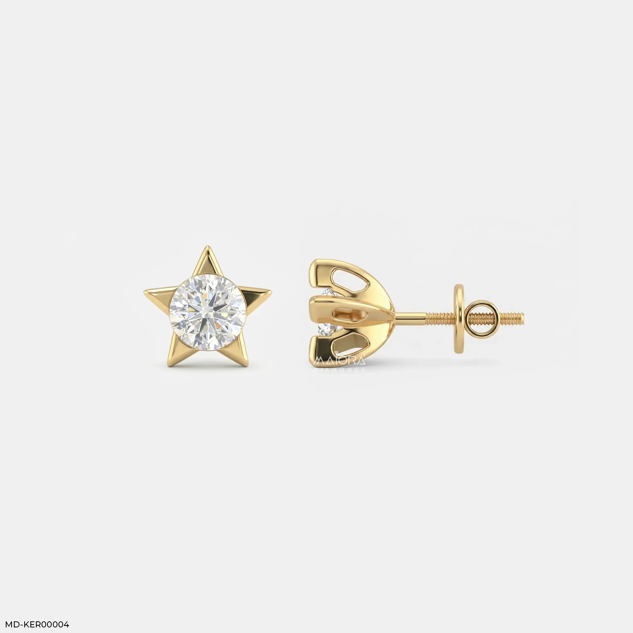 Sparkling Star Kids Diamond Earrings 9K Yellow Gold