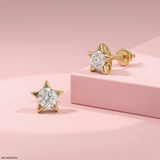 Sparkling Star Kids Diamond Earrings 9K Rose Gold
