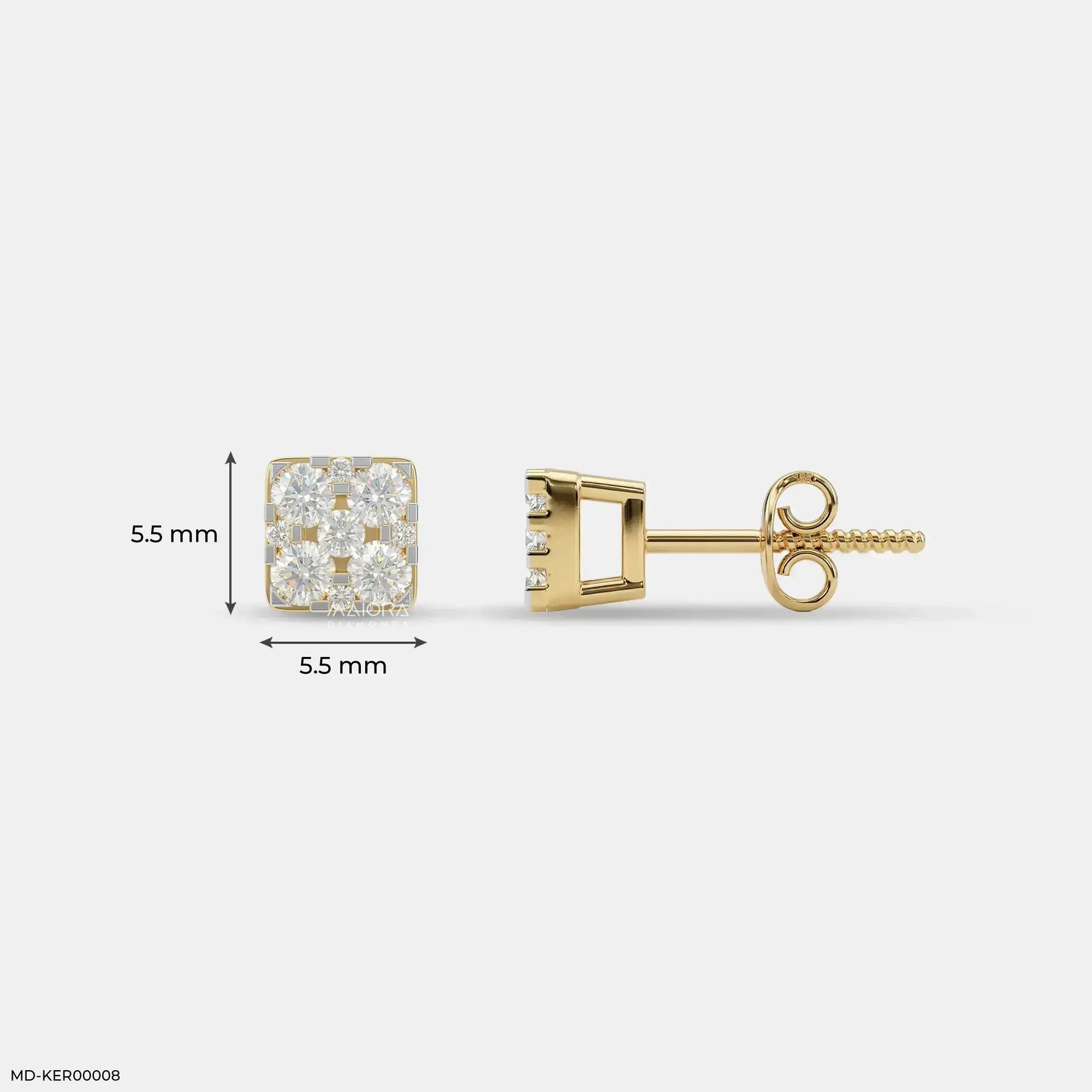 Pixel Glow Kids Diamond Earrings 9K Yellow Gold