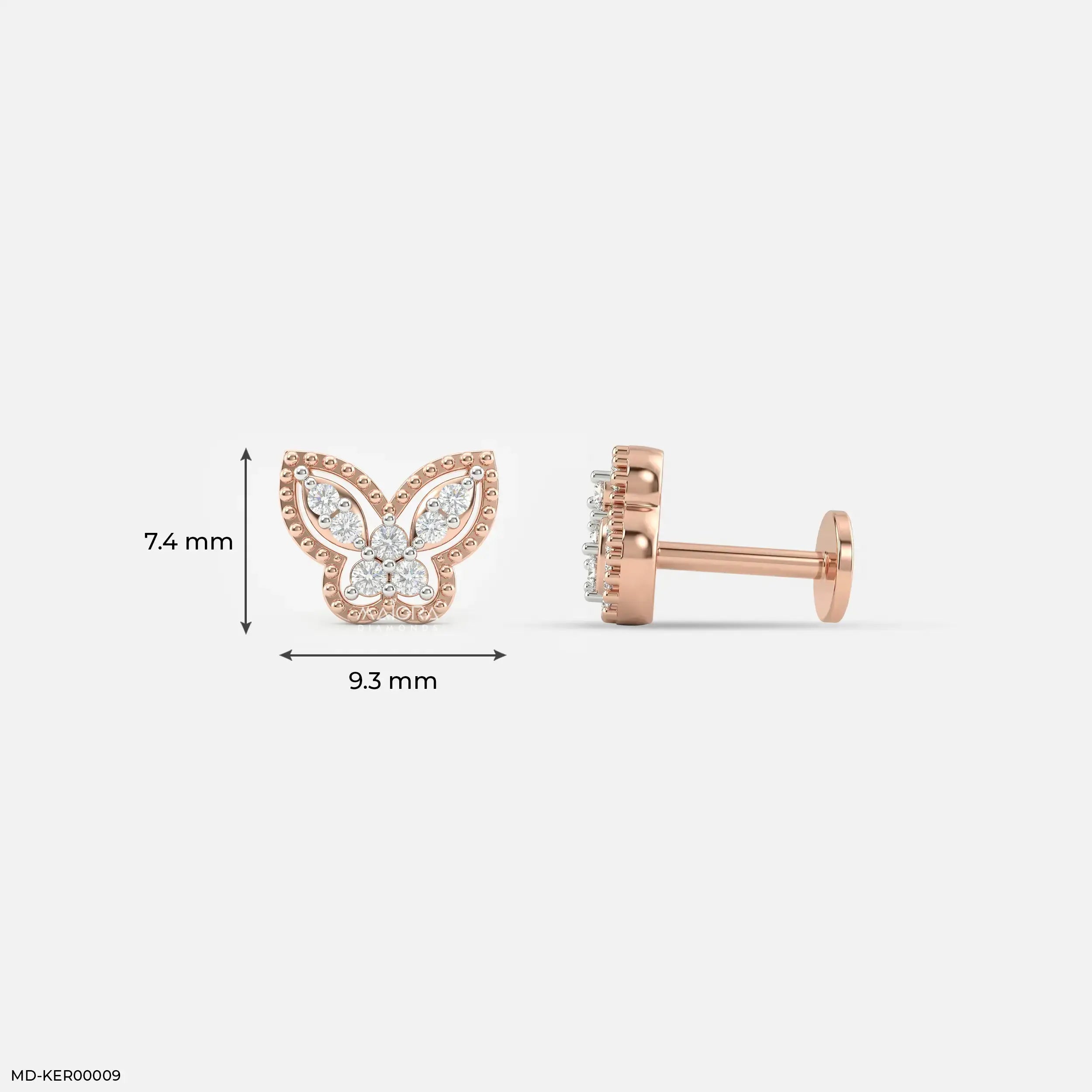Tiny Butterfly Kids Diamond Earrings 18K Yellow Gold