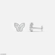 Tiny Butterfly Kids Diamond Earrings 18K White Gold