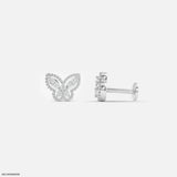 Tiny Butterfly Kids Diamond Earrings Platinum 950