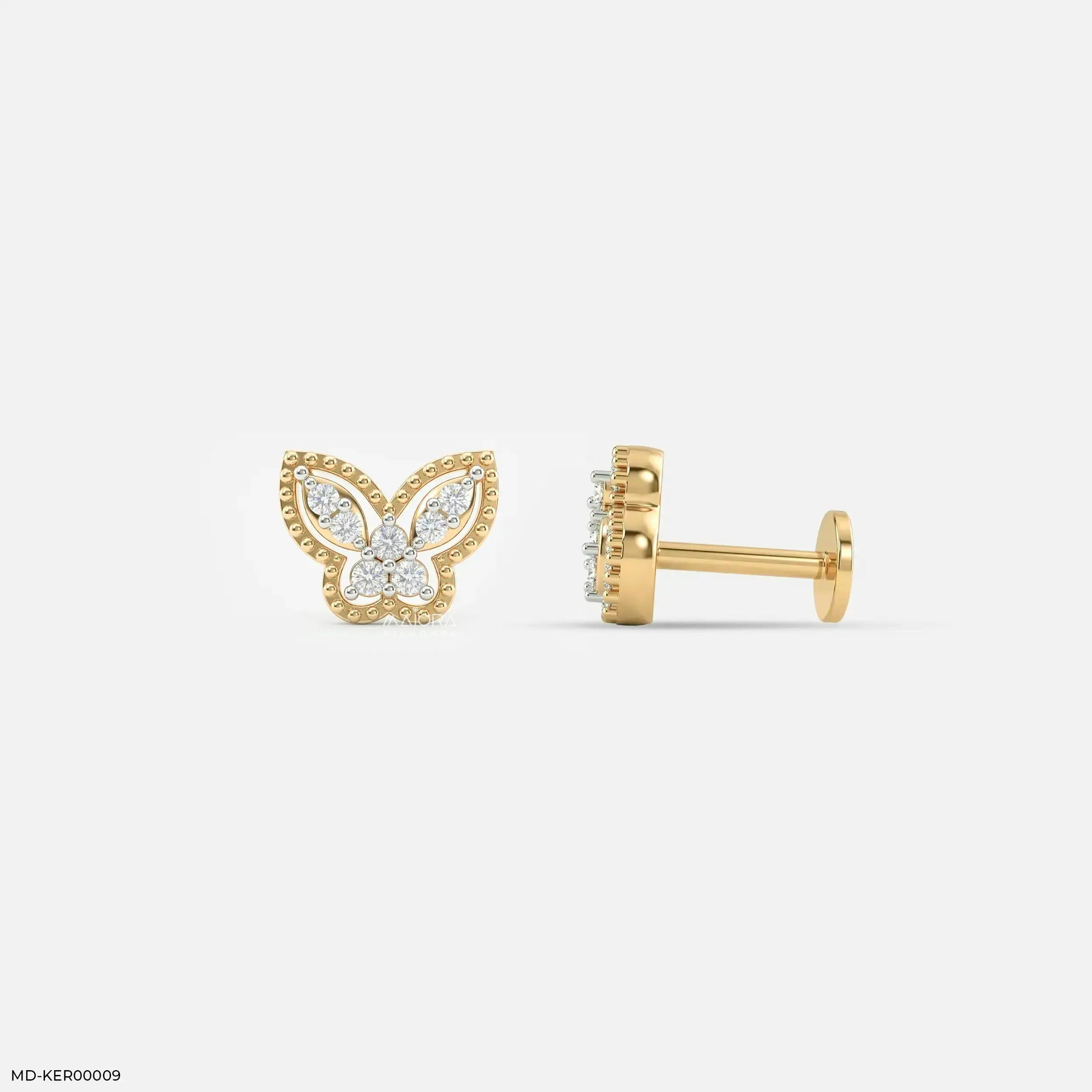 Tiny Butterfly Kids Diamond Earrings Platinum 950