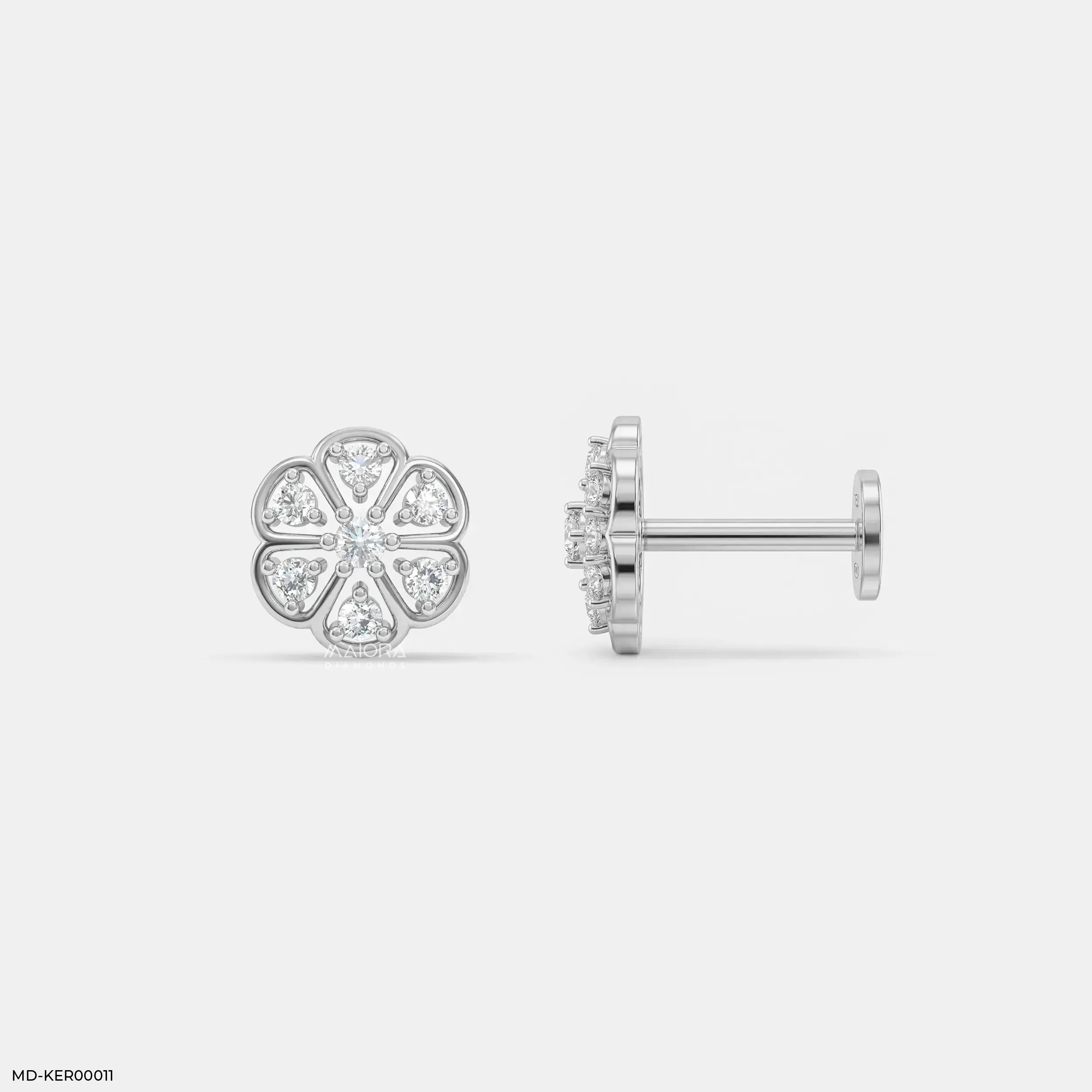 Flora Fable Kids Diamond Earrings Platinum 950