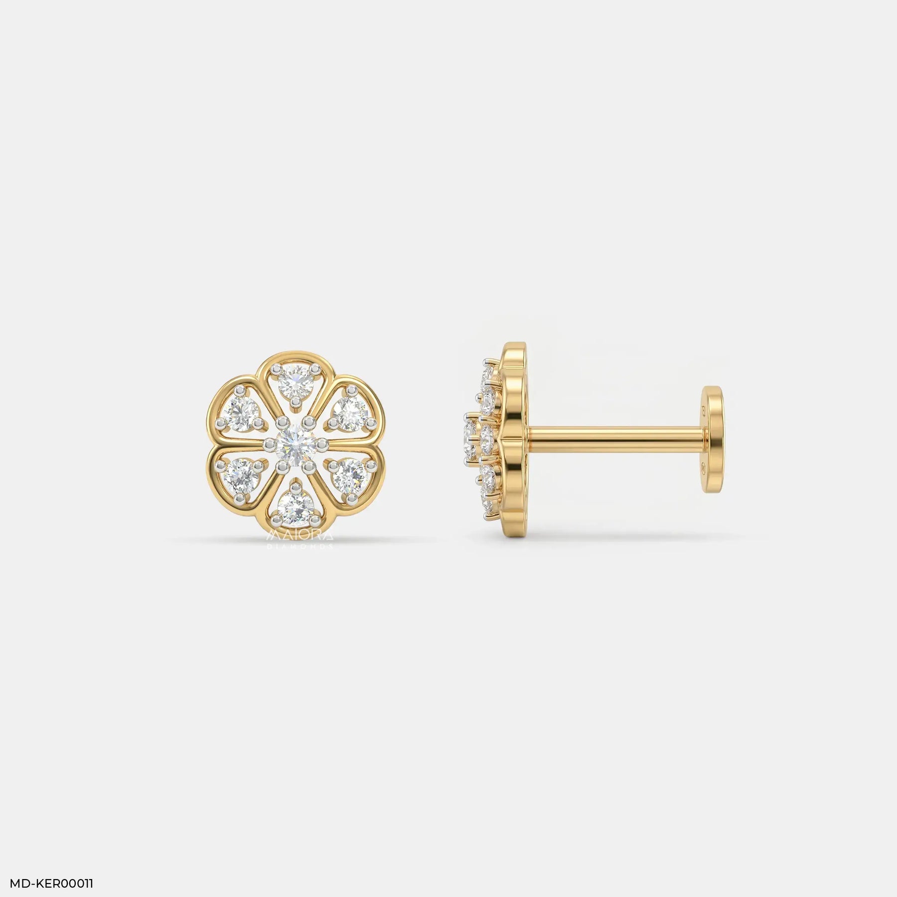 Flora Fable Kids Diamond Earrings 9K Yellow Gold