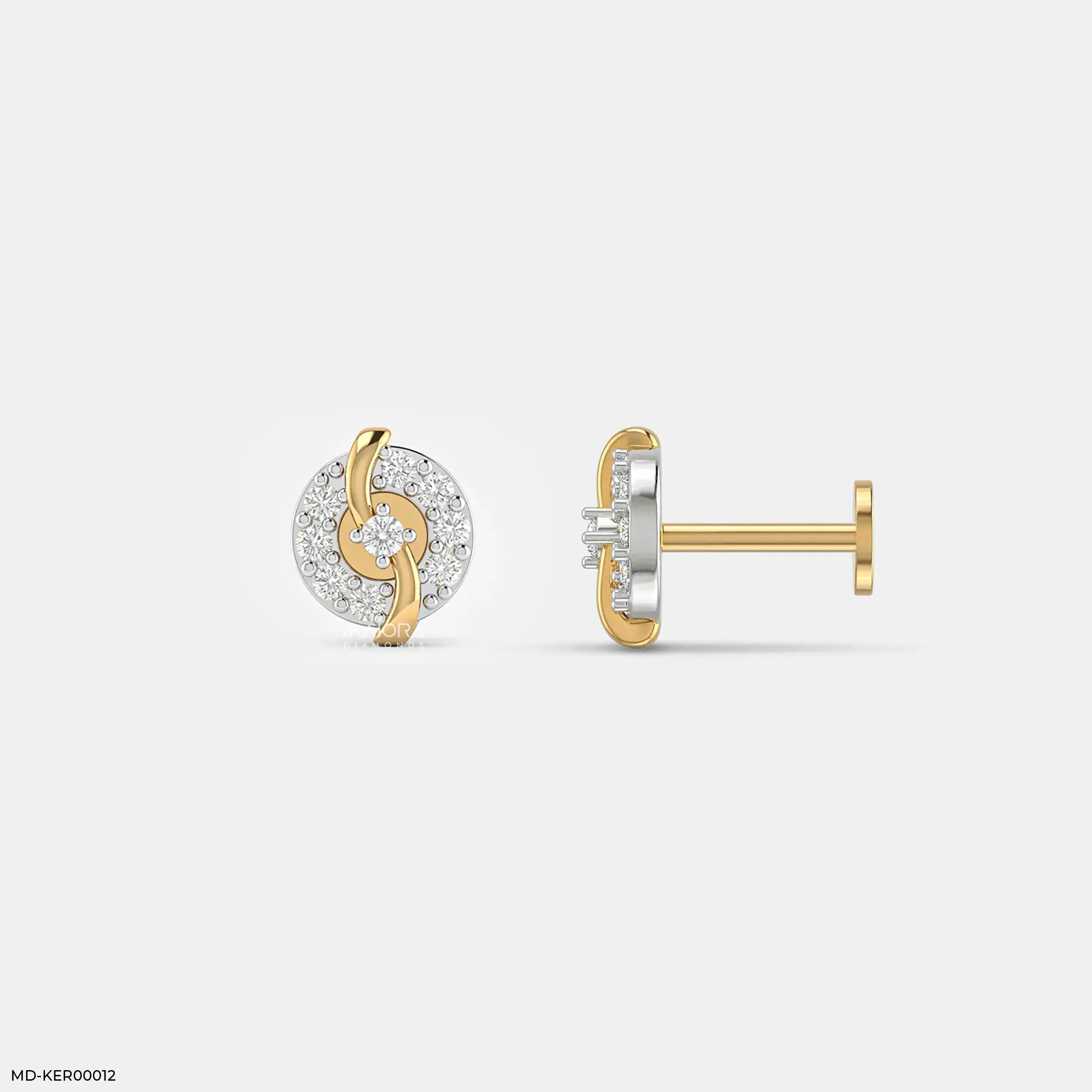 Crisscross Halo Kids Diamond Earrings 9K Yellow Gold