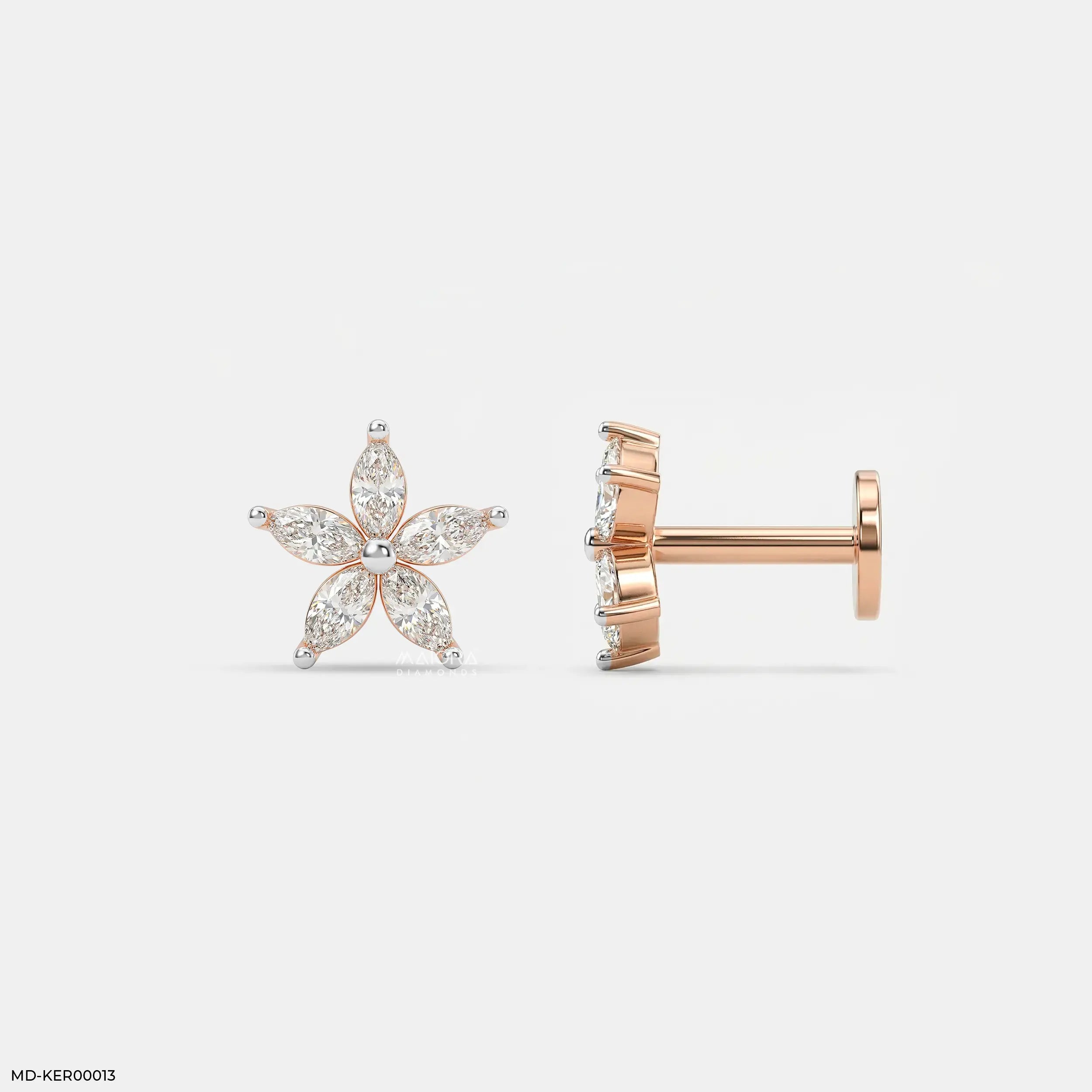 Shiney Petals Kids Diamond Earrings Platinum 950