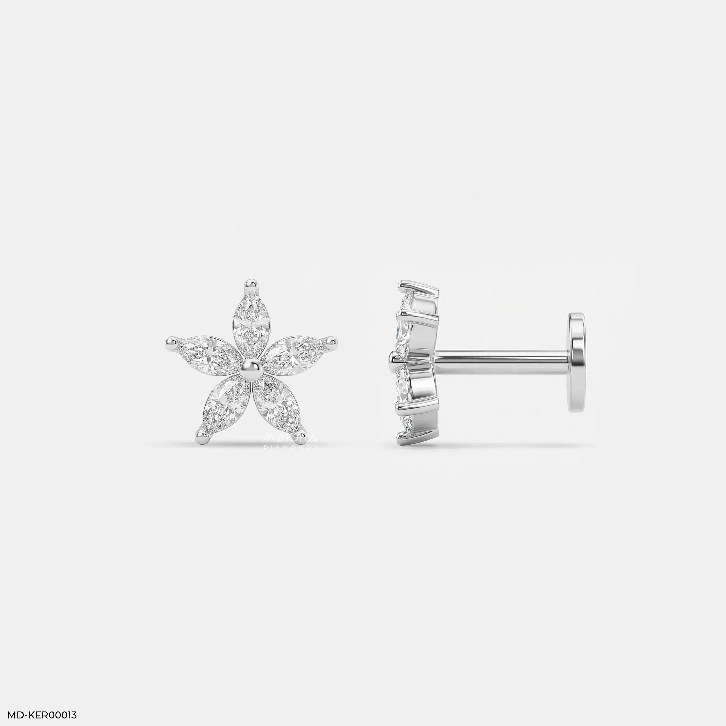Shiney Petals Kids Diamond Earrings Platinum 950