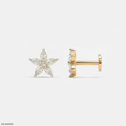 Shiney Petals Kids Diamond Earrings 14K Yellow Gold