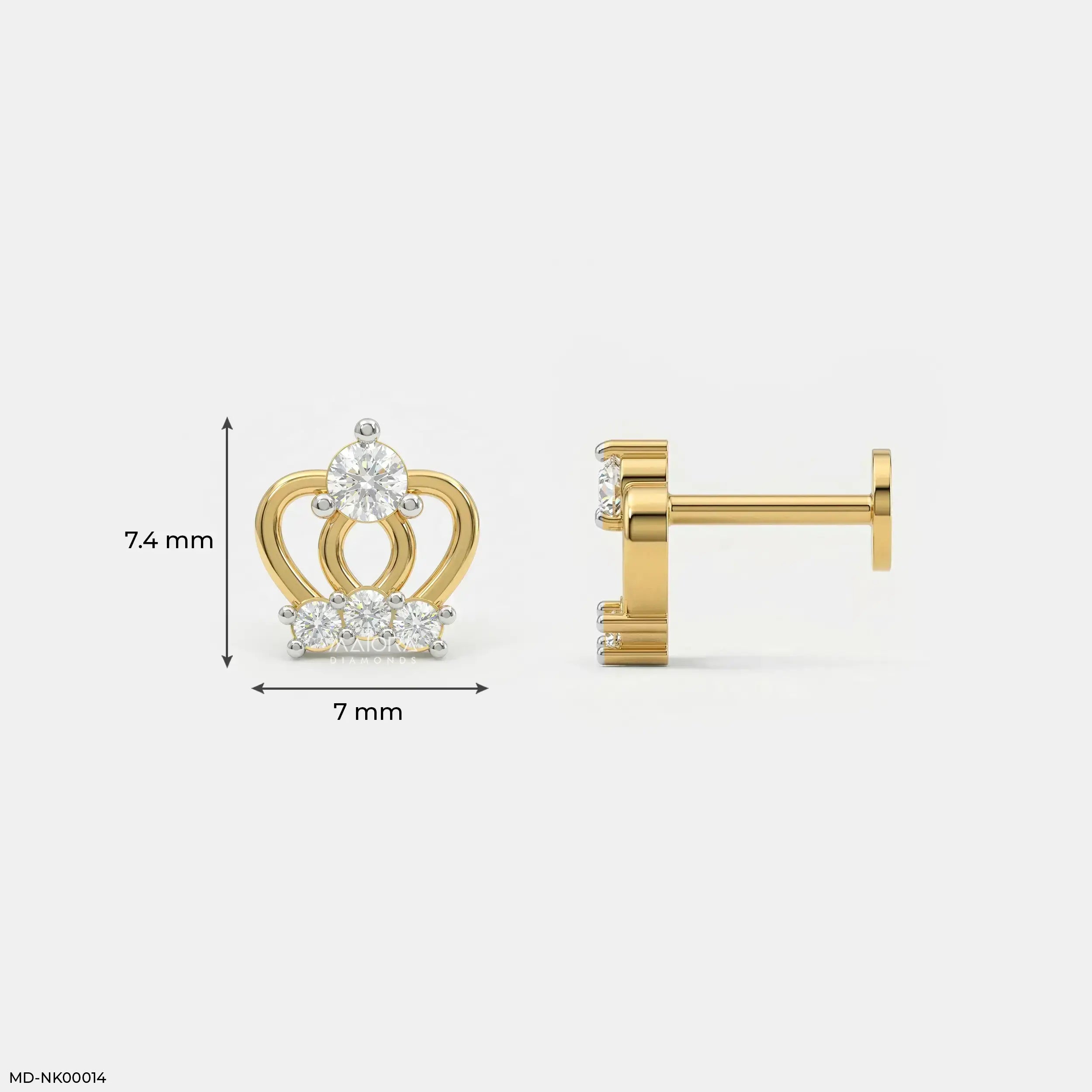 Princess Diamond Crown Kids Earrings Platinum 950