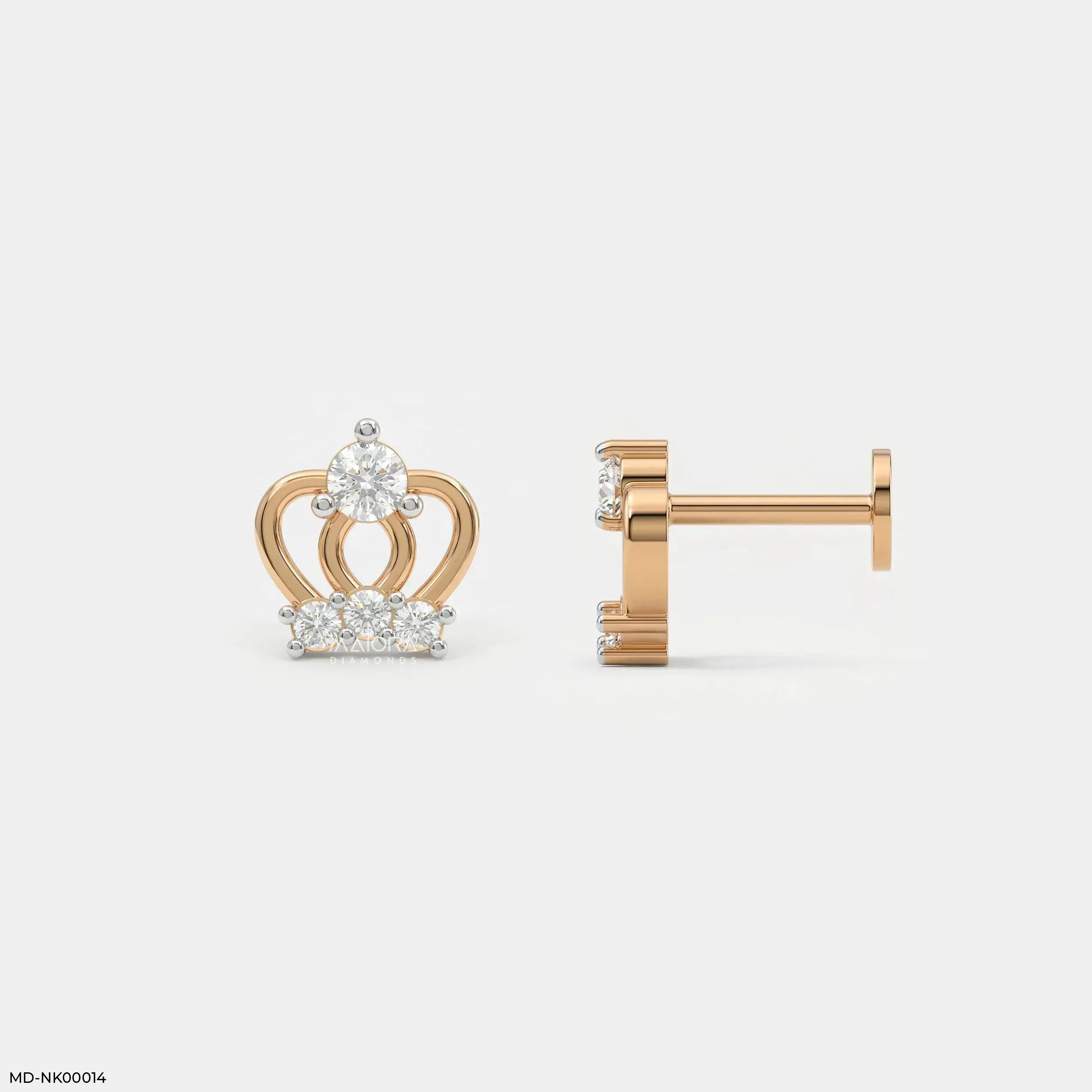 Princess Diamond Crown Kids Earrings Platinum 950