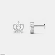 Princess Diamond Crown Kids Earrings Platinum 950