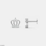Princess Diamond Crown Kids Earrings 18K Rose Gold