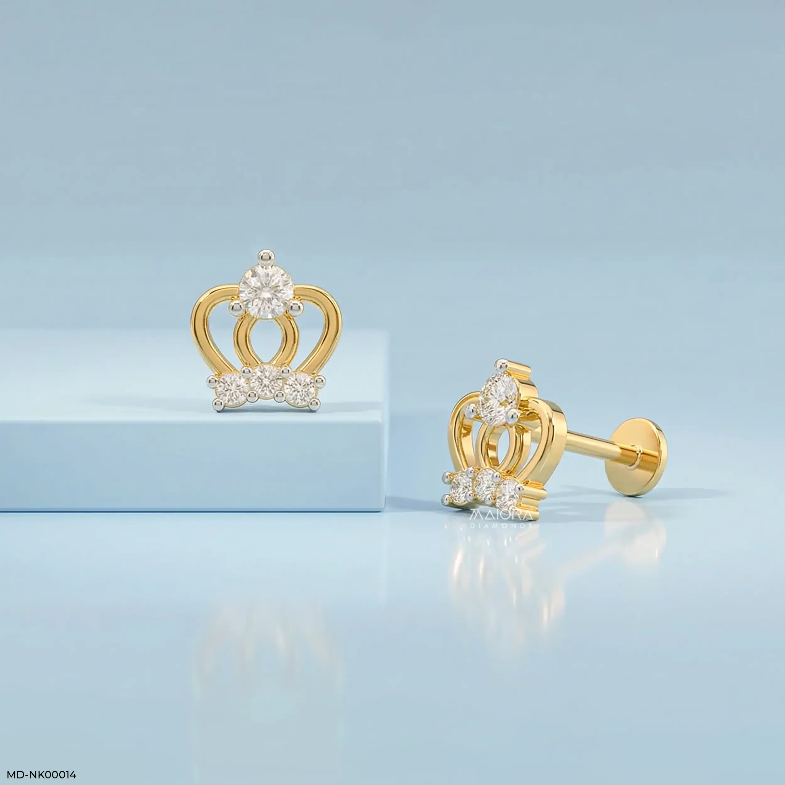 Princess Diamond Crown Kids Earrings Platinum 950