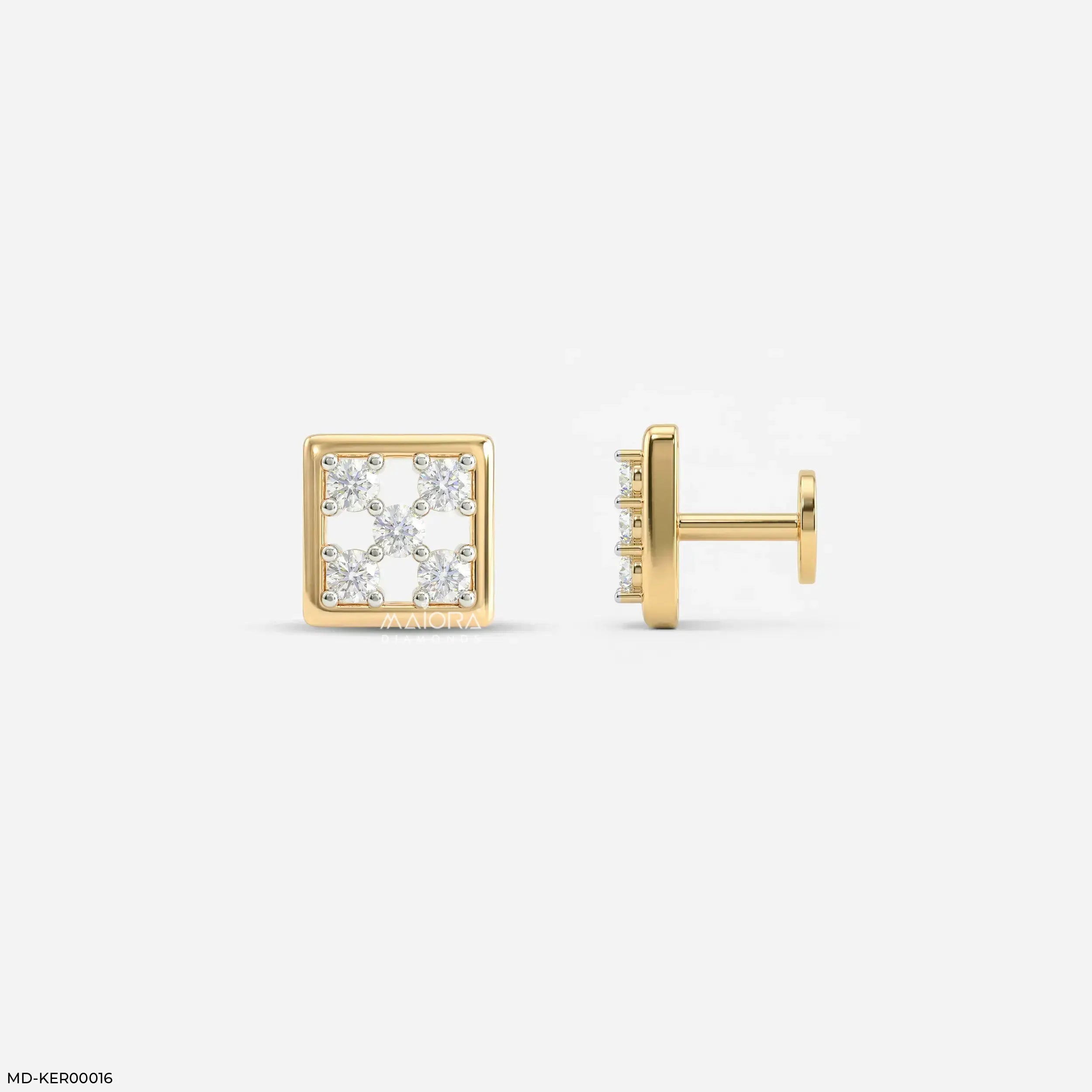 Glittery Box Kids Diamond Earrings 9K Yellow Gold