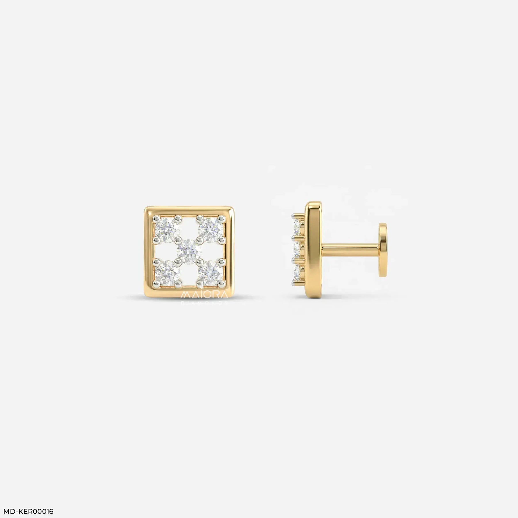 Glittery Box Kids Diamond Earrings 18K White Gold