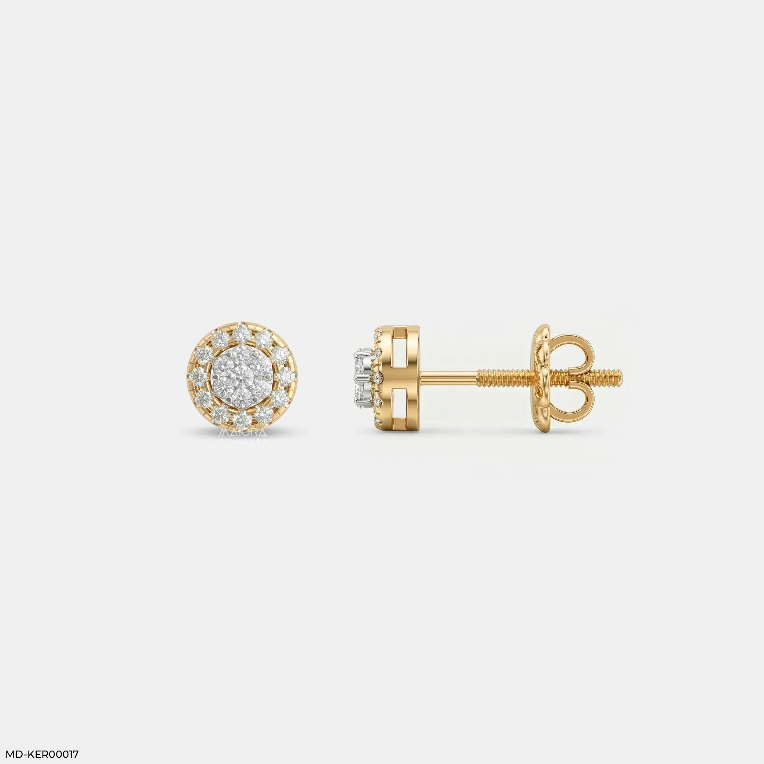 Orbit Halo Kids Diamond Earrings 9K Yellow Gold