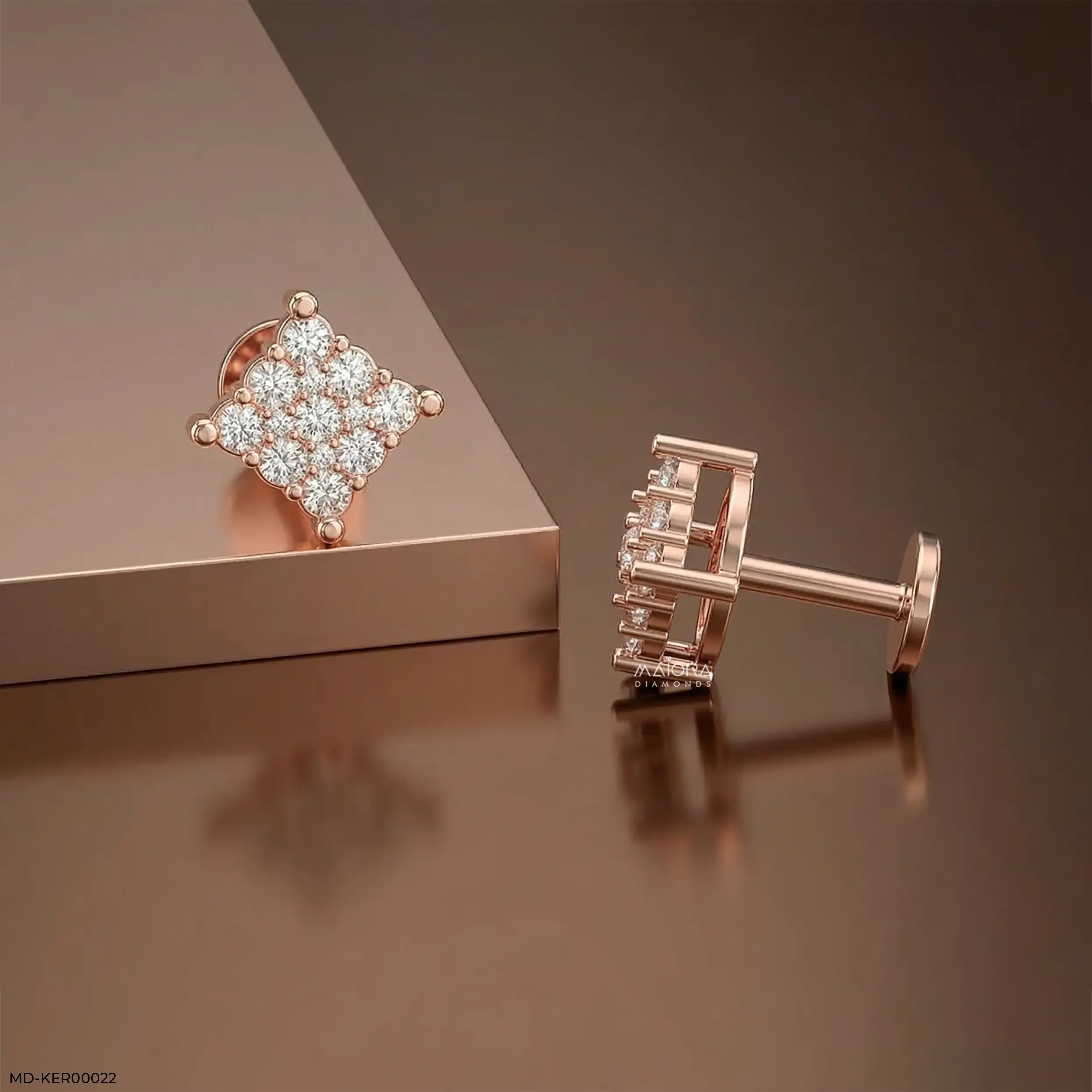 Cubical Diamond Kids Earrings Platinum 950