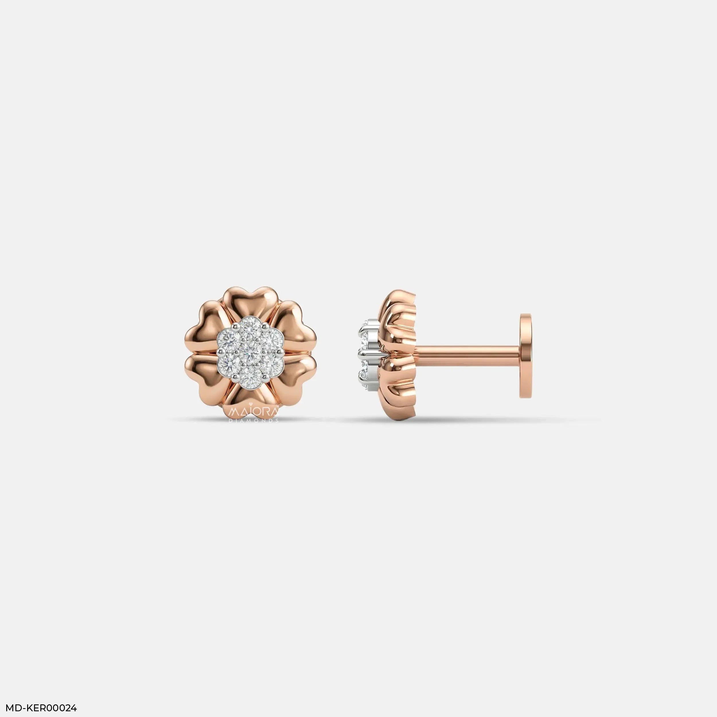 Rosy Posy Kids Diamond Earrings 14K Yellow Gold