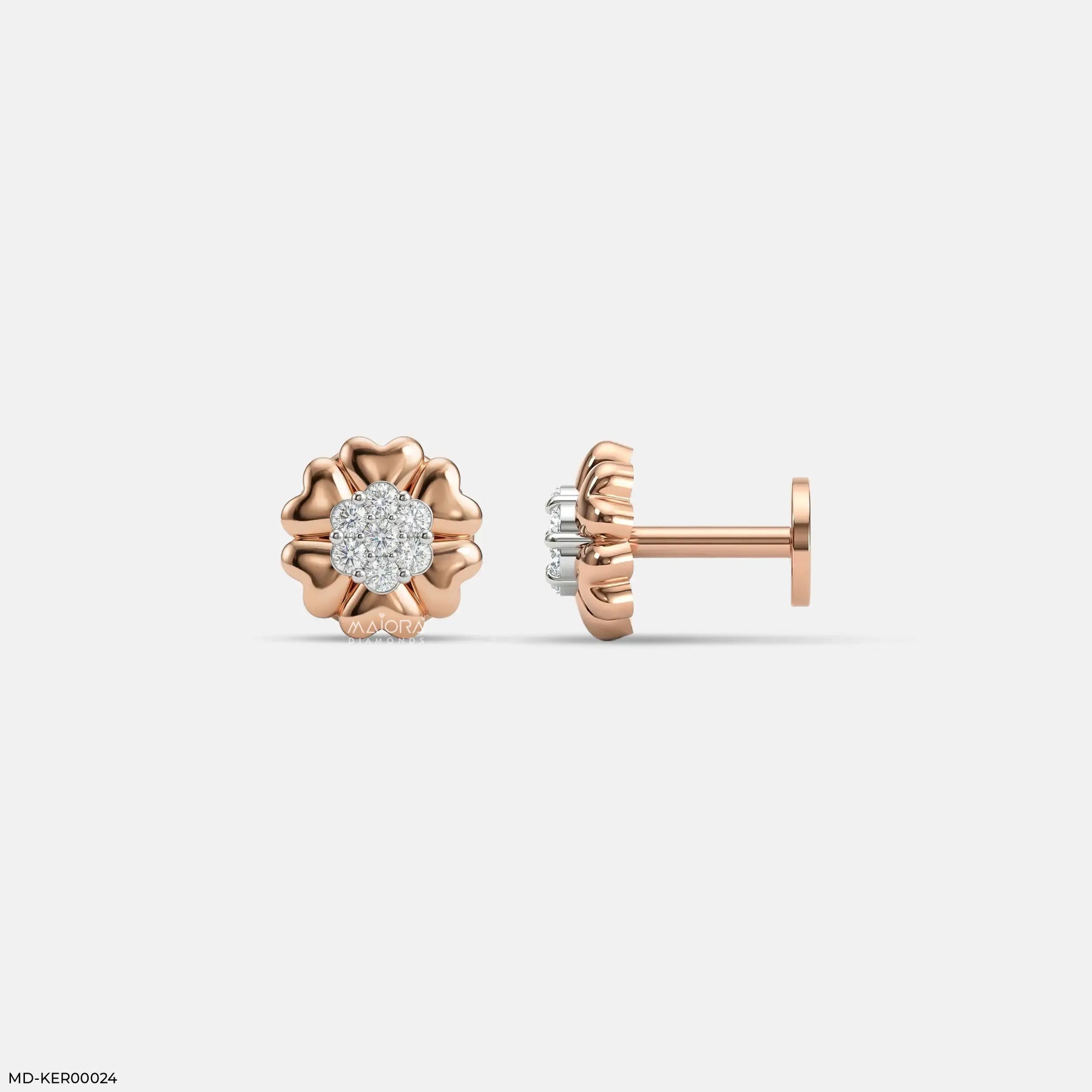 Rosy Posy Kids Diamond Earrings 9K Yellow Gold