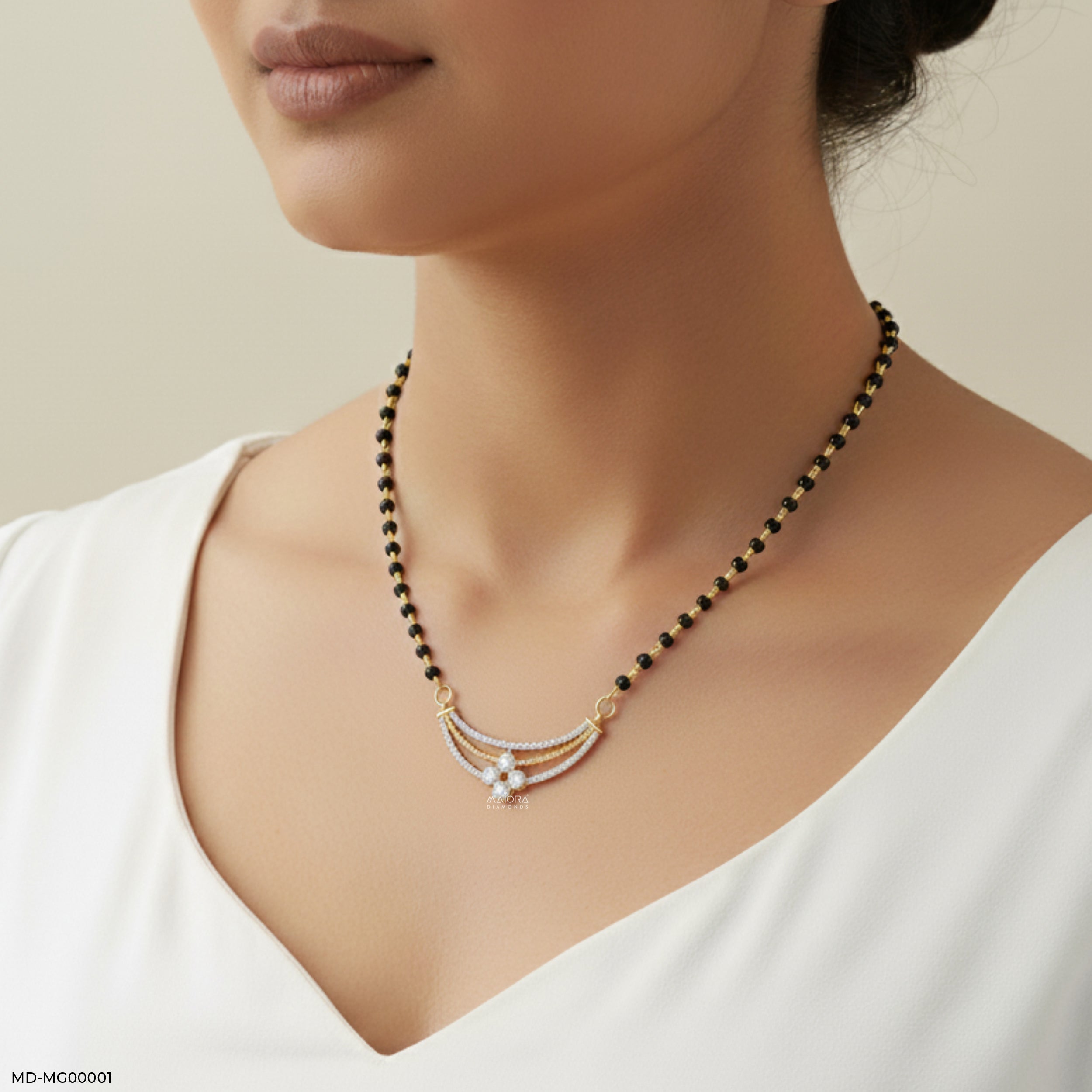 1.25 Carat Fancy Diamond Mangalsutra 9K Yellow Gold