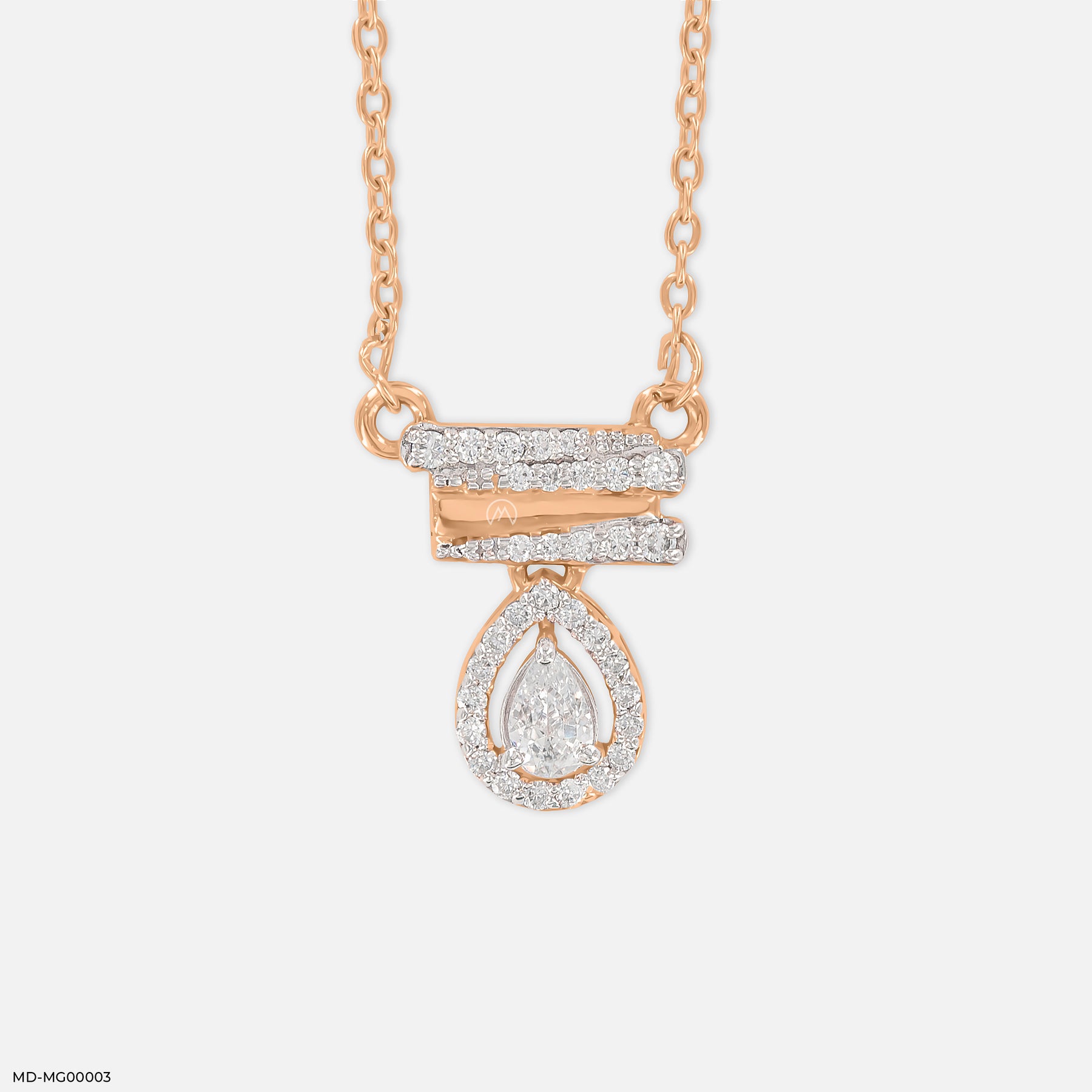 0.5 Carat Pear Halo Mangalsutra 14K Rose Gold