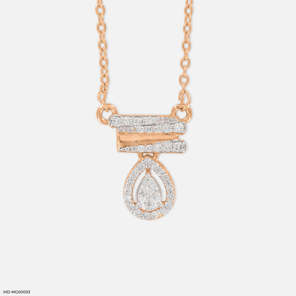 0.5 Carat Pear Halo Mangalsutra 14K Rose Gold