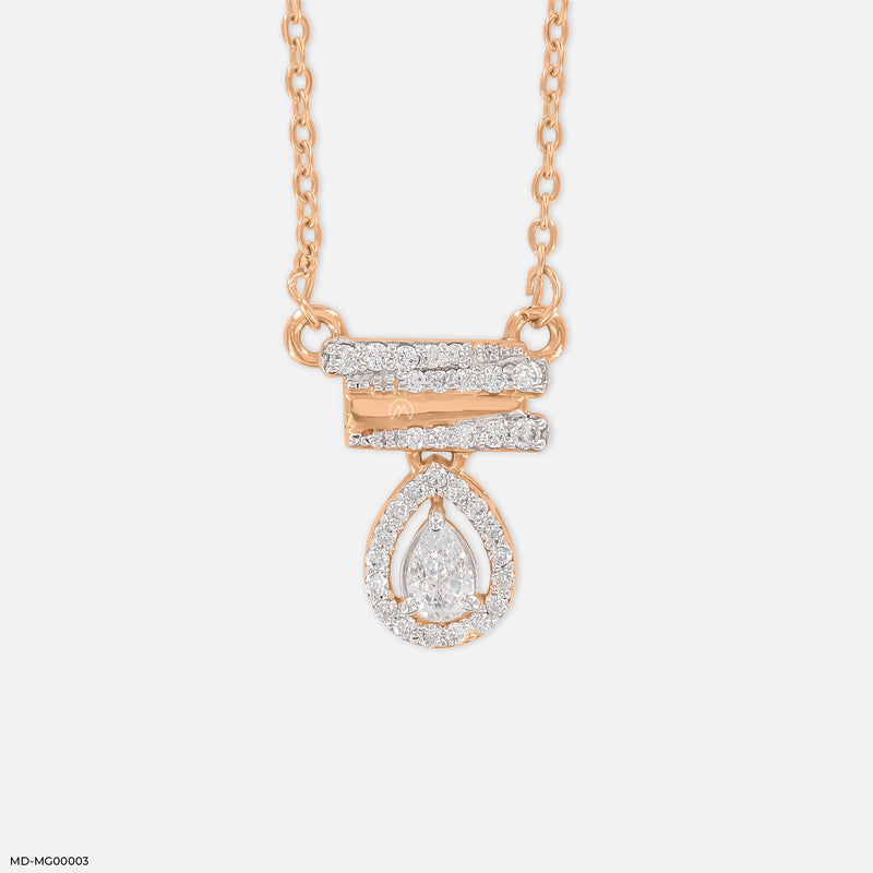 0.5 Carat Pear Halo Mangalsutra 14K Yellow Gold