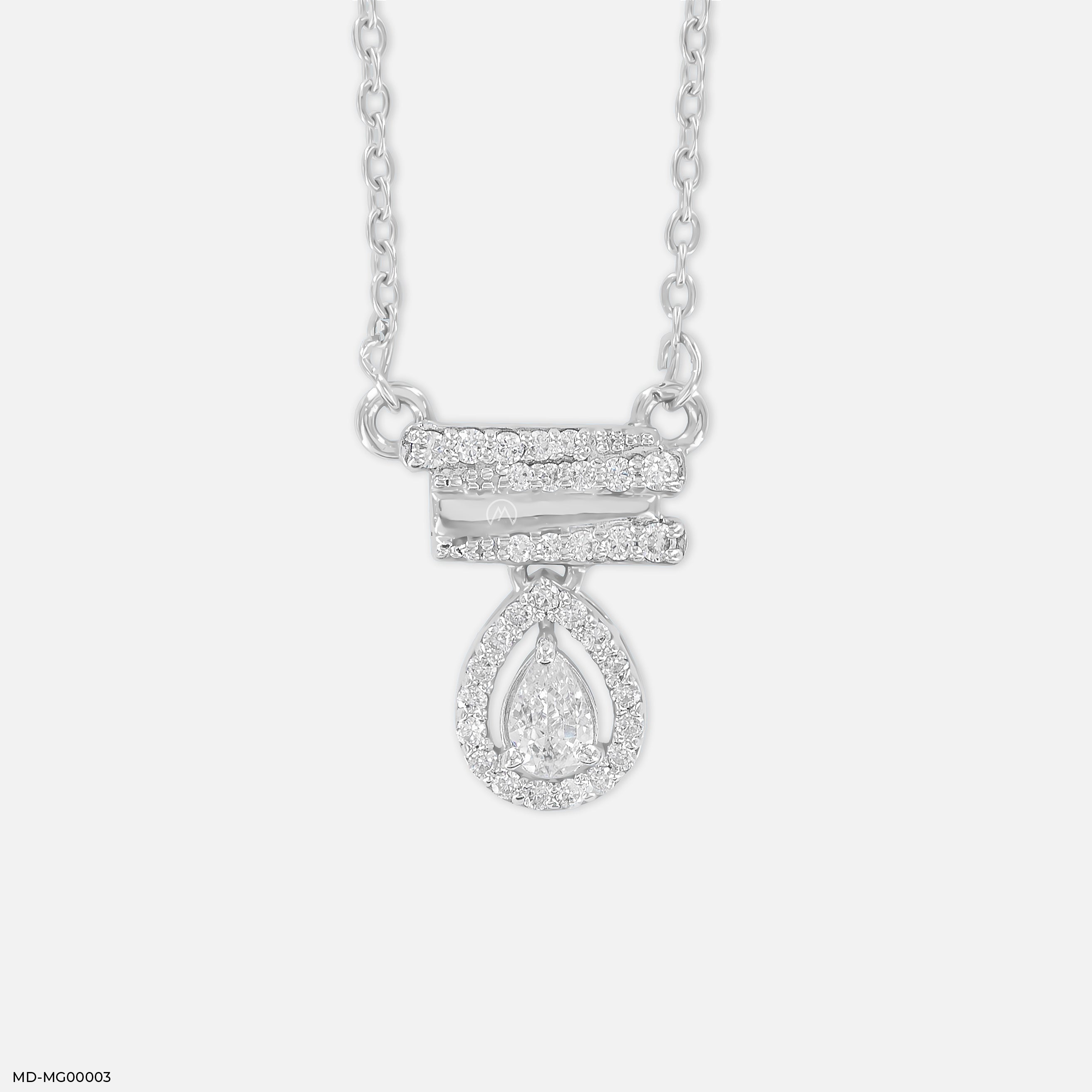 0.5 Carat Pear Halo Mangalsutra 14K White Gold