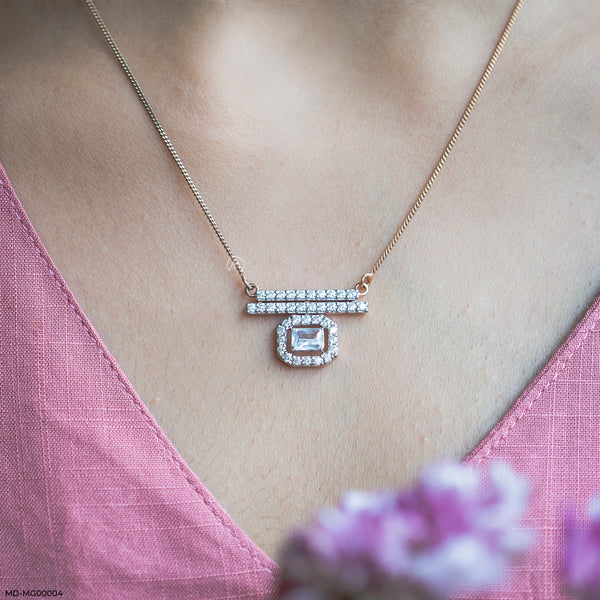 1.75 Carat Inaaya Halo Mangalsutra 14K White Gold