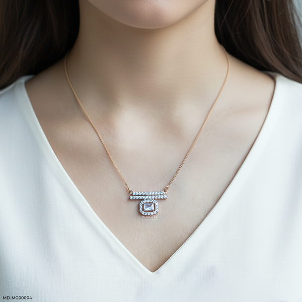 1.75 Carat Inaaya Halo Mangalsutra 14K Rose Gold