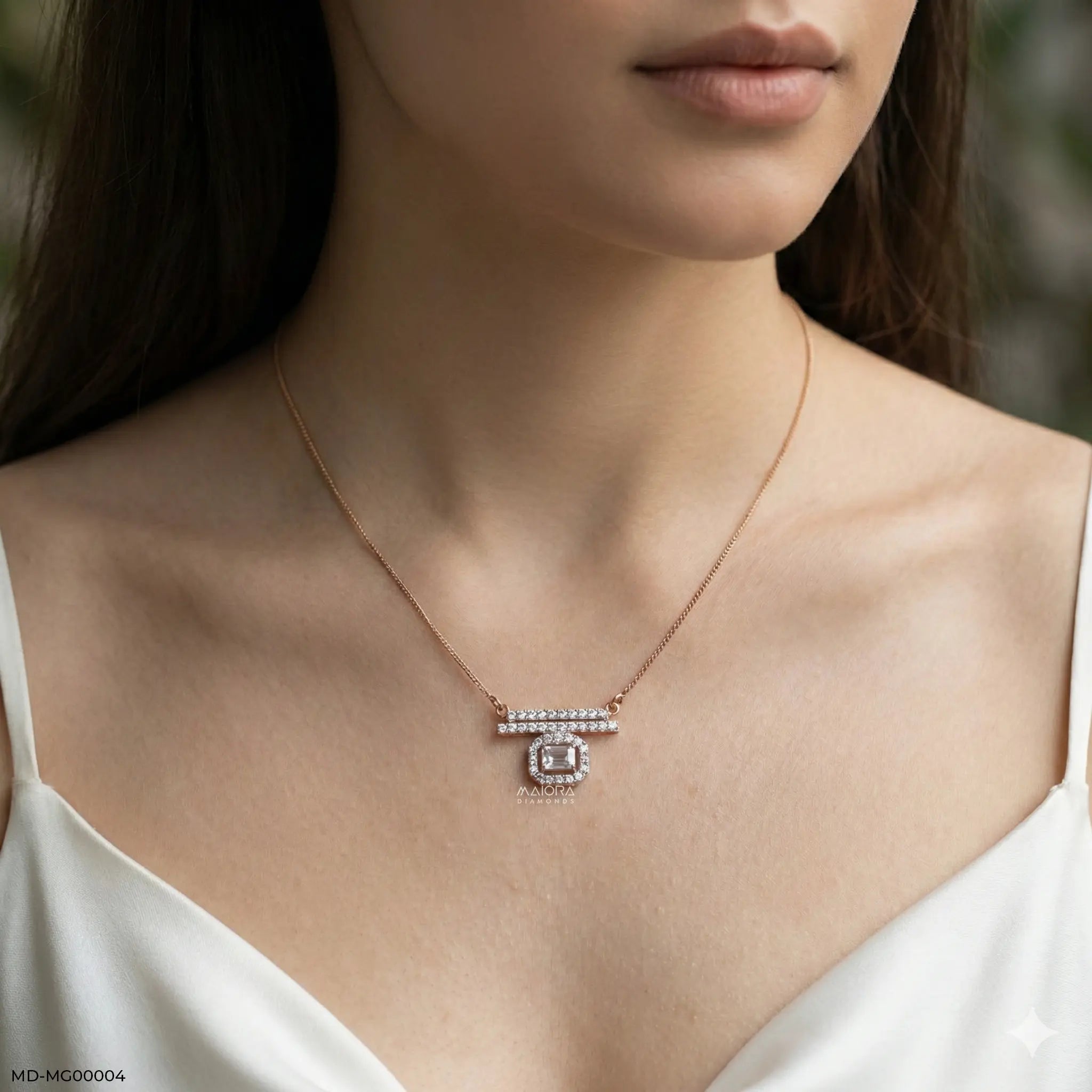 1.75 Carat Inaaya Halo Mangalsutra 9K White Gold