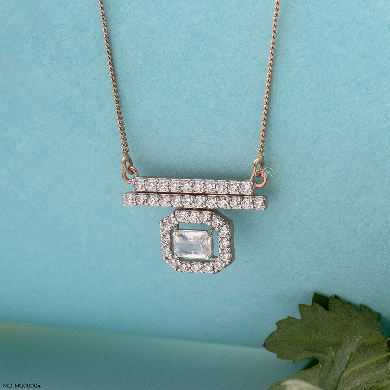 1.75 Carat Inaaya Halo Mangalsutra 14K Yellow Gold