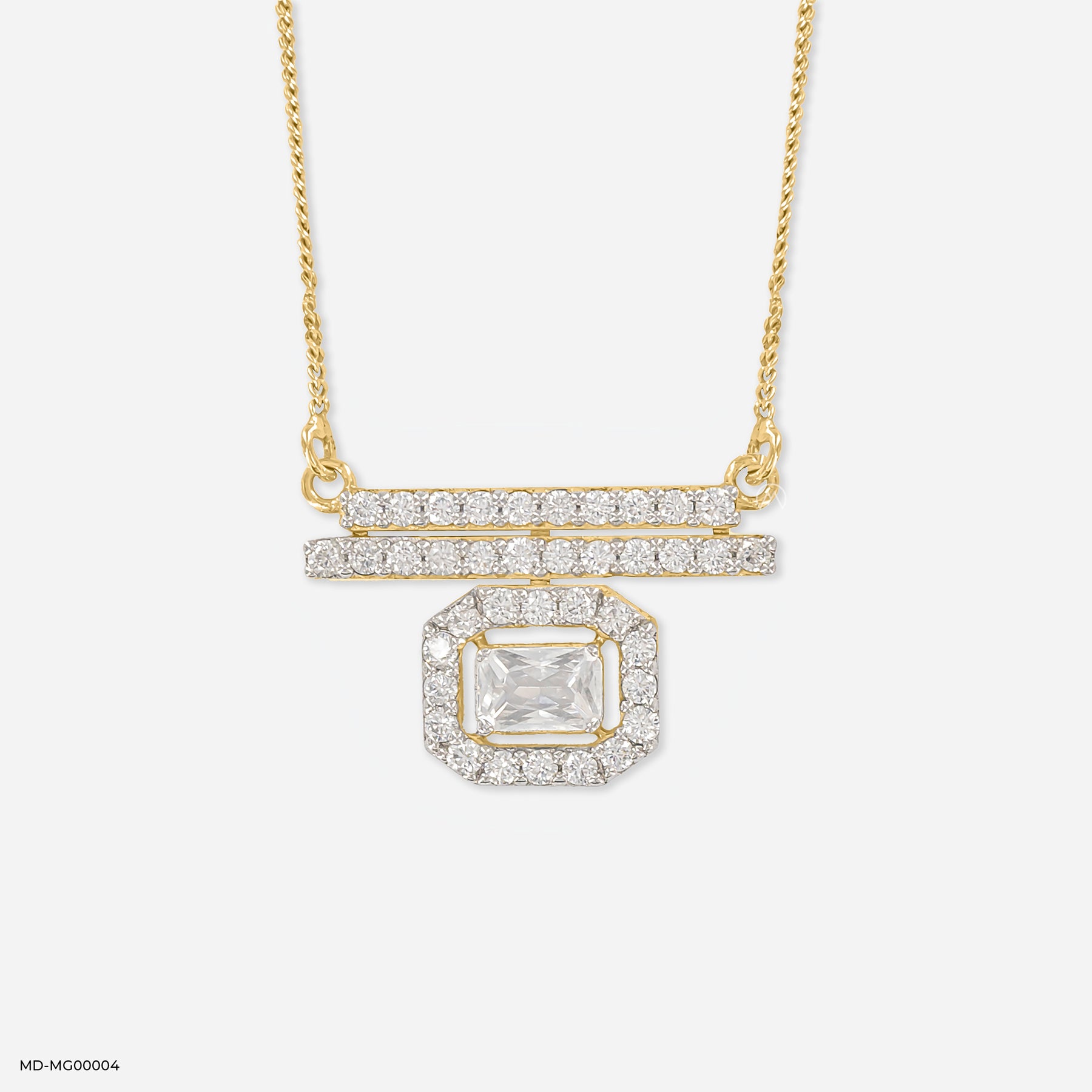 1.75 Carat Inaaya Halo Mangalsutra 14K Yellow Gold