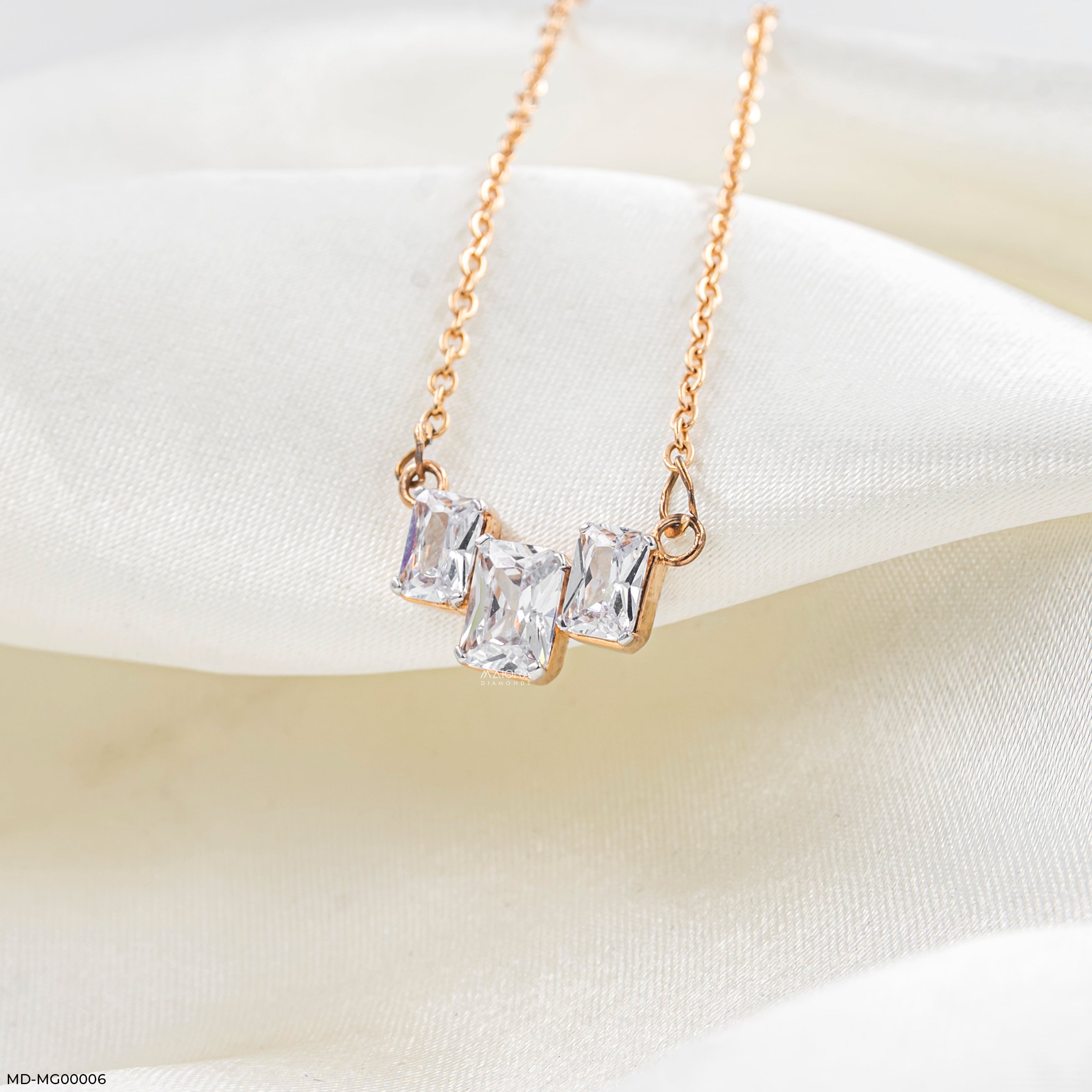 3 Carat Mode Trio Mangalsutra 14K White Gold