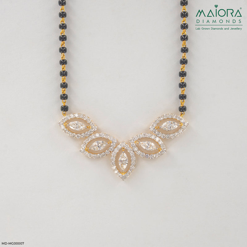 2.25 Carat Marquise Cluster Mangalsutra 14K Yellow Gold