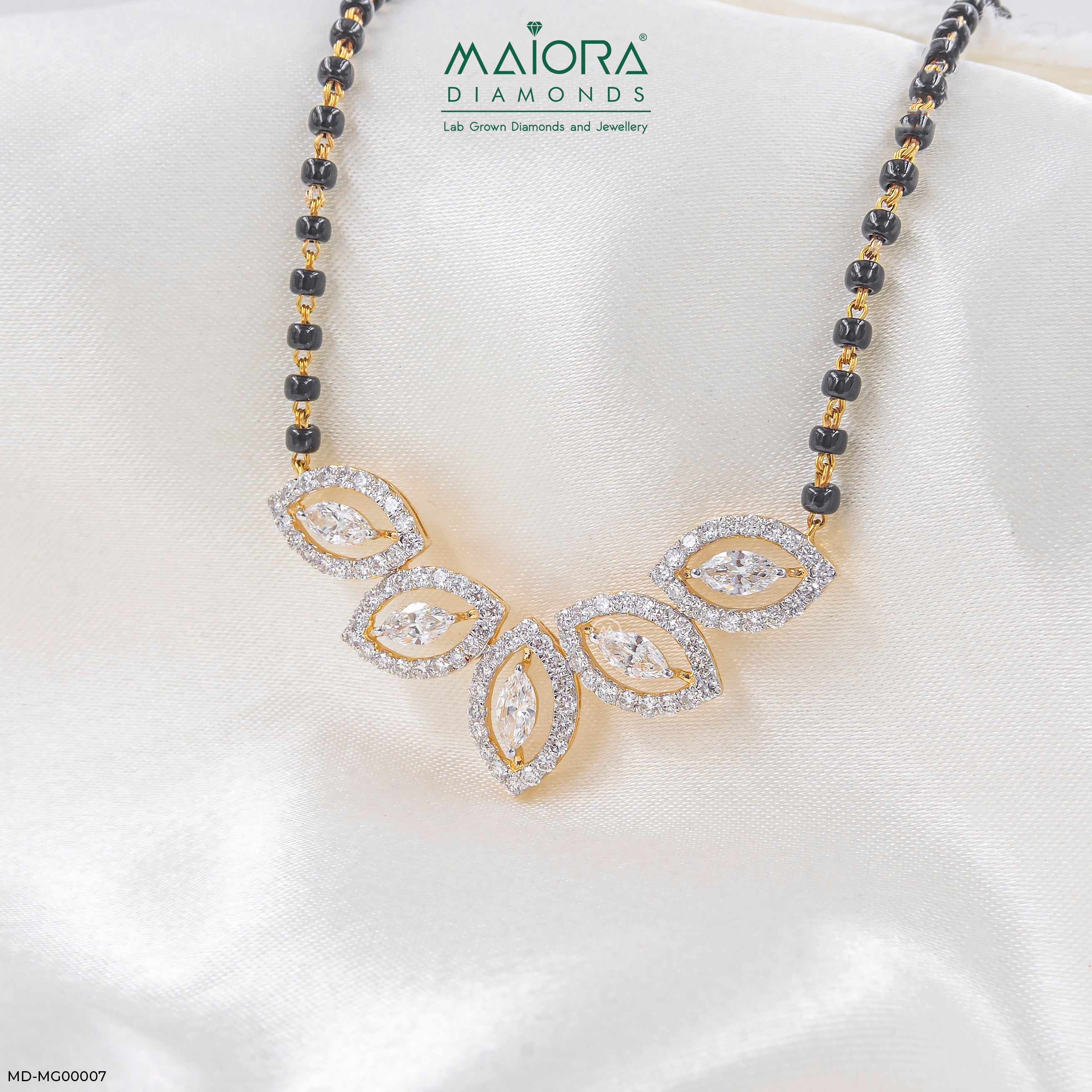 2.25 Carat Marquise Cluster Mangalsutra 9K Yellow Gold