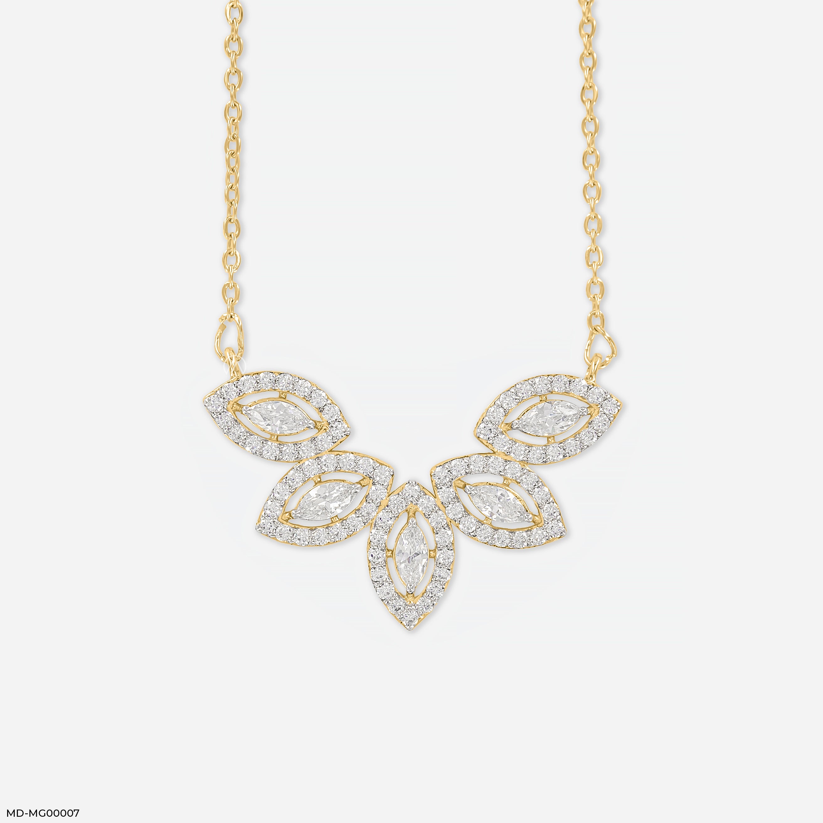 2.25 Carat Marquise Cluster Mangalsutra 9K Yellow Gold