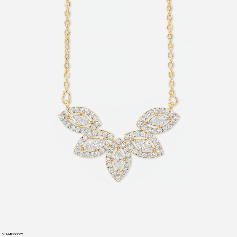 2.25 Carat Marquise Cluster Mangalsutra 14K Yellow Gold