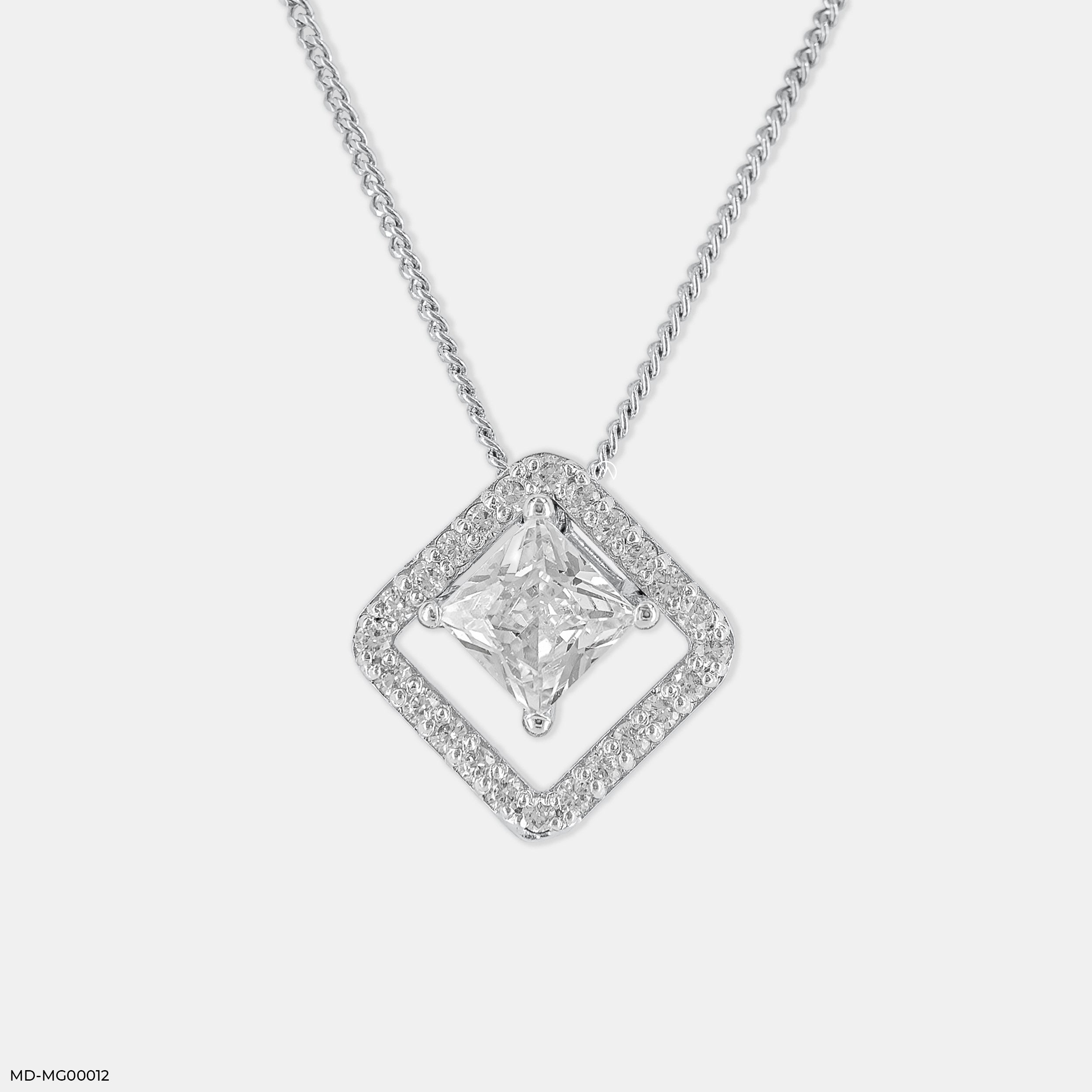 Prism Geometric Halo Pendants 9K White Gold